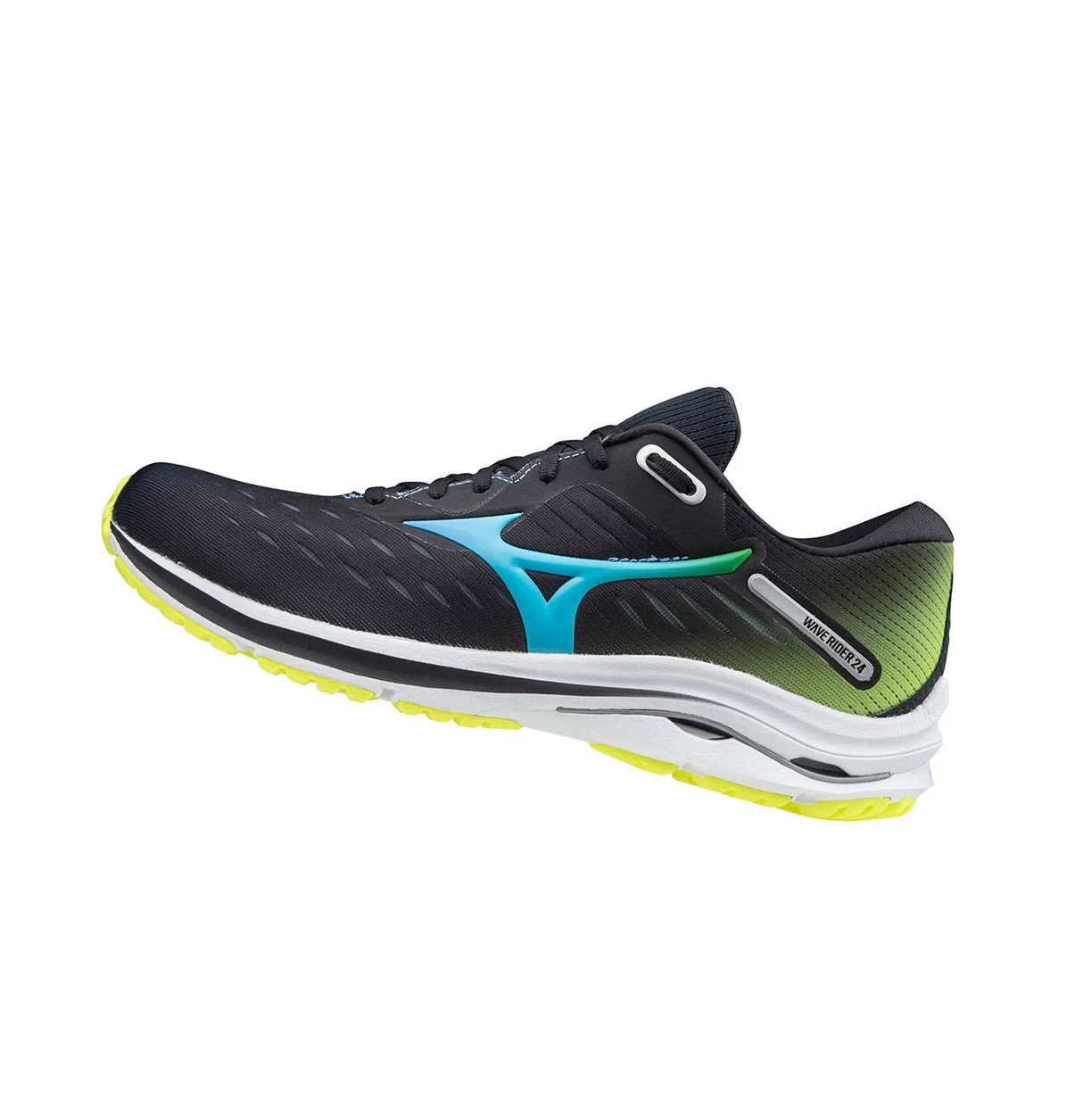 Black/Blue Turquoise/Yellow Mizuno Wave Rider 24 Women\'s Running Shoes | 864-UDLBOW