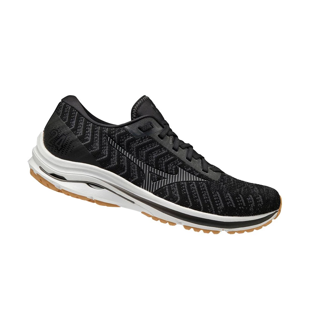 Black/Dark Grey Mizuno Wave Rider 24 Waveknitﾙ 2e (Wide) Men's Running Shoes | 092-MCEJGU