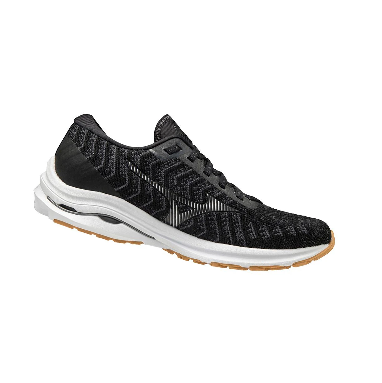 Black/Dark Grey Mizuno Wave Rider 24 Waveknitﾙ D (Wide) Women's Running Shoes | 102-EPCUJO