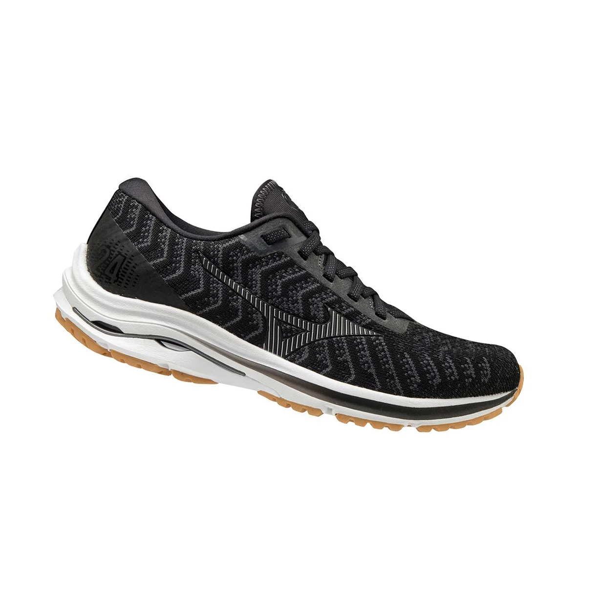 Black/Dark Grey Mizuno Wave Rider 24 Waveknitﾙ Women's Running Shoes | 453-OKRFNV