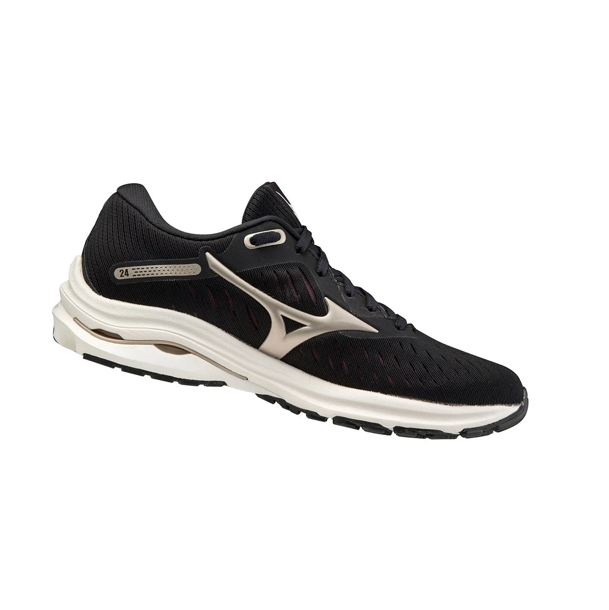 Black/Gold Platinum Mizuno Wave Rider 24 Women's Running Shoes | 682-YMOSDV