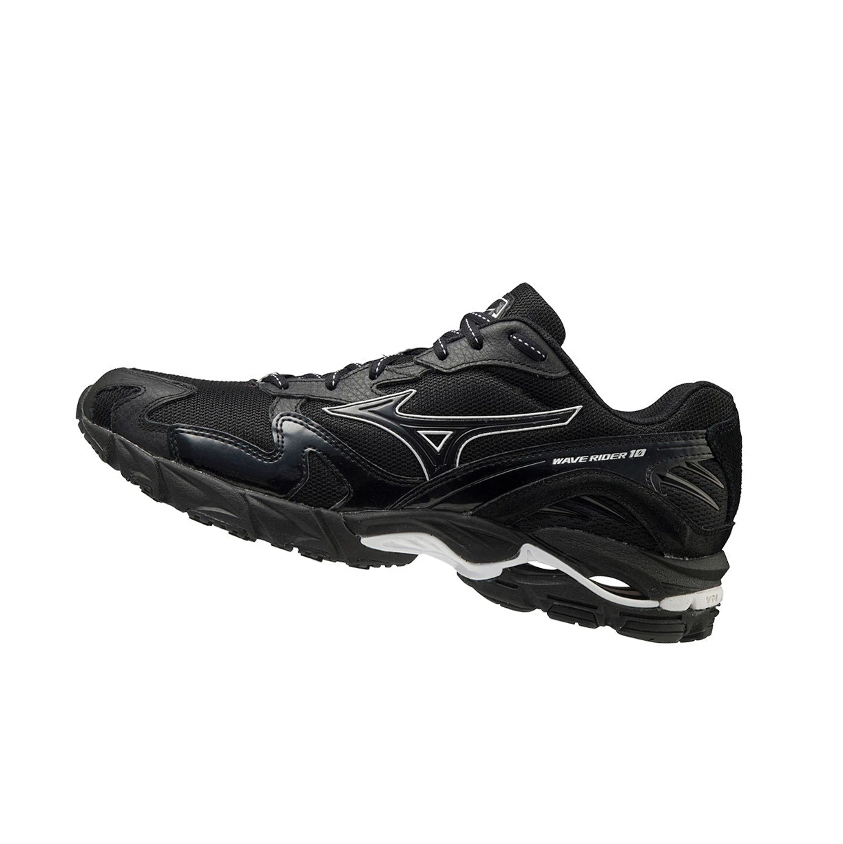 Black Mizuno Wave Rider 10 Kuro Men\'s Trainers | 069-KMAOUN