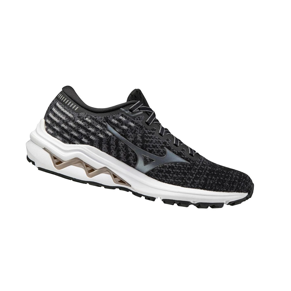 Black/Platinum Gold Mizuno Wave Inspire 17 Waveknit Women's Running Shoes | 902-ECDVJO