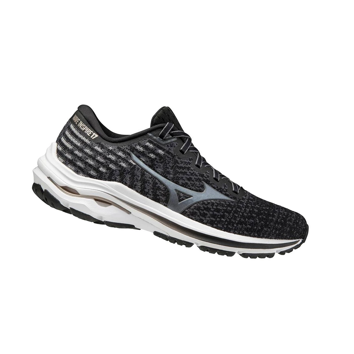 Black/Platinum Gold Mizuno Wave Inspire 17 Waveknit Women's Running Shoes | 902-ECDVJO