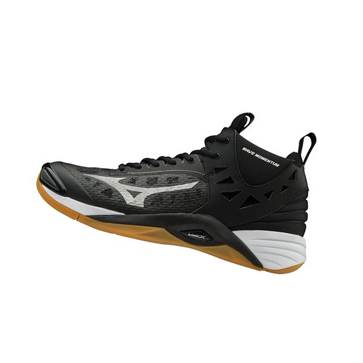 Black/Silver Mizuno Wave Momentum Mid Men\'s Volleyball Shoes | 697-FQJHBP