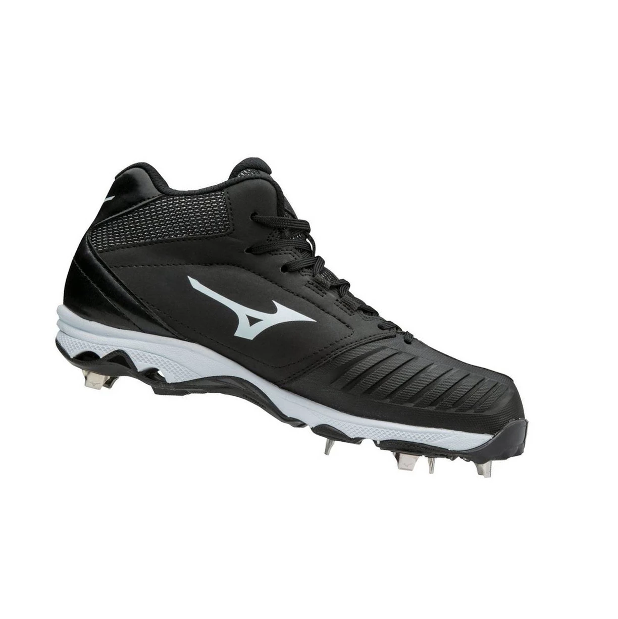 Black/White Mizuno 9-spike Advanced Sweep 4 Mid Metal Women's Softball Cleats | 612-XJGDCF