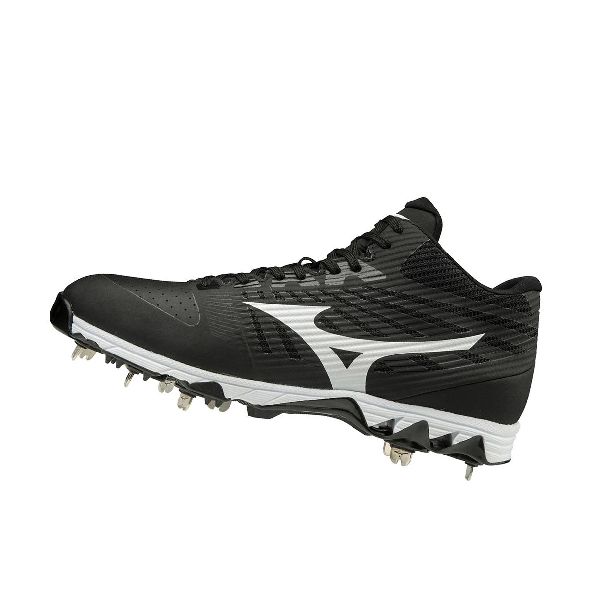 Black/White Mizuno 9-spike Ambition Mid Metal Men\'s Baseball Cleats | 358-GOYTBZ