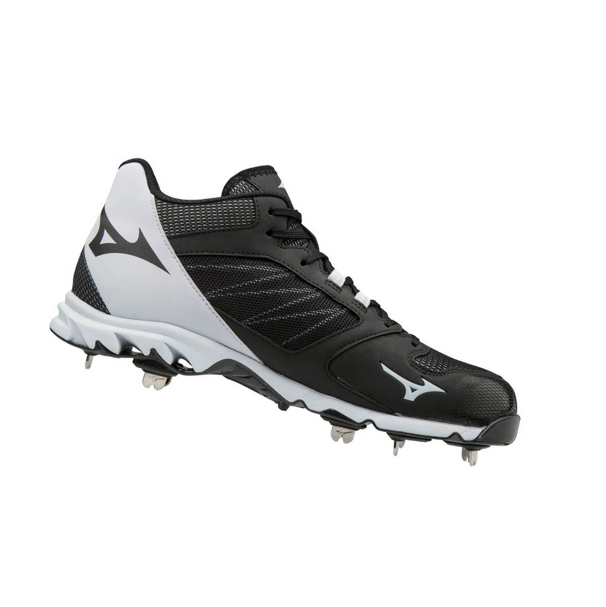 Black/White Mizuno 9-spike Dominant 2 Metal Mid Men's Baseball Cleats | 847-QZDJEV