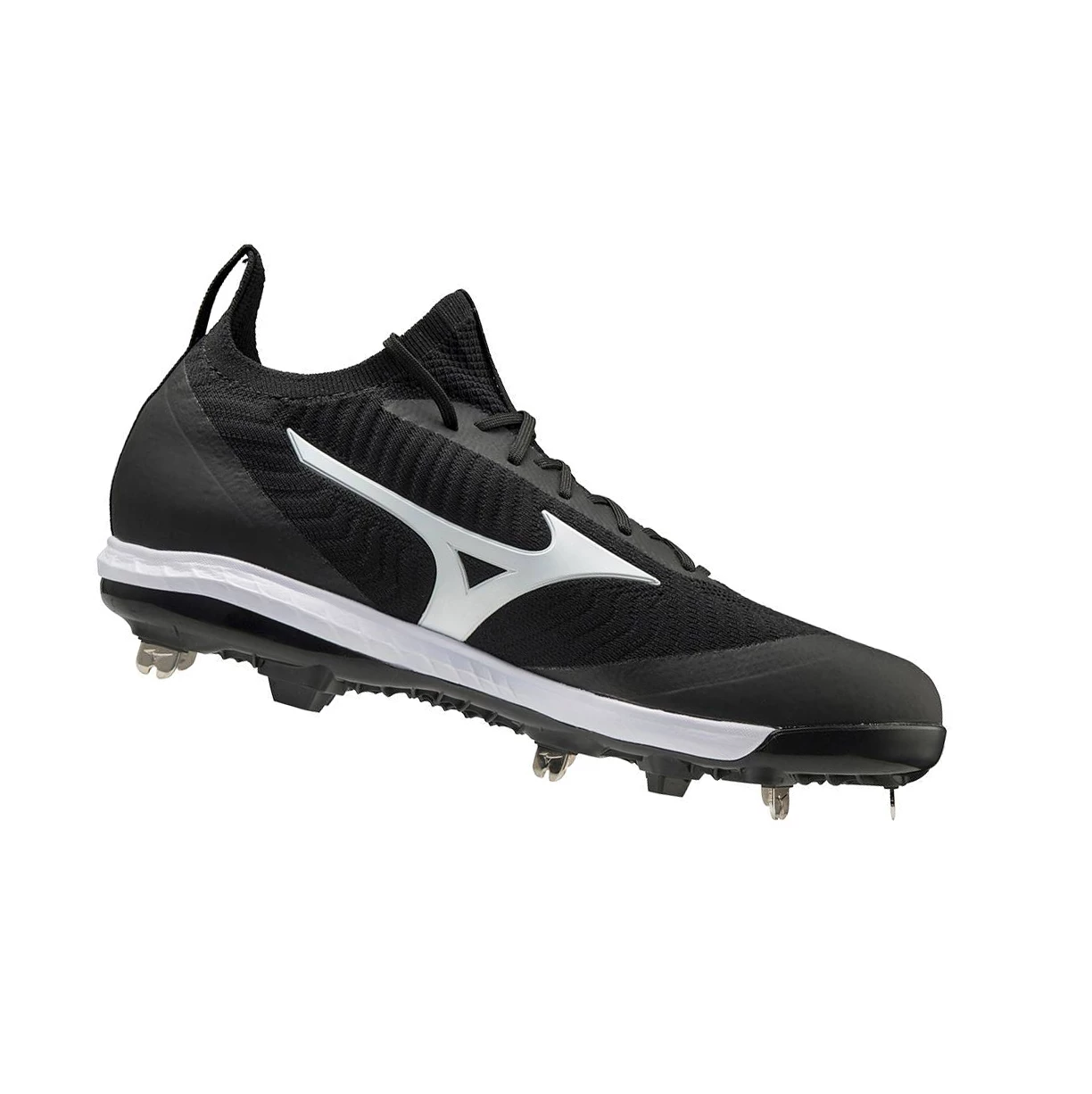 Black/White Mizuno Dominant Knit Metal Men's Baseball Cleats | 931-AOVGLW