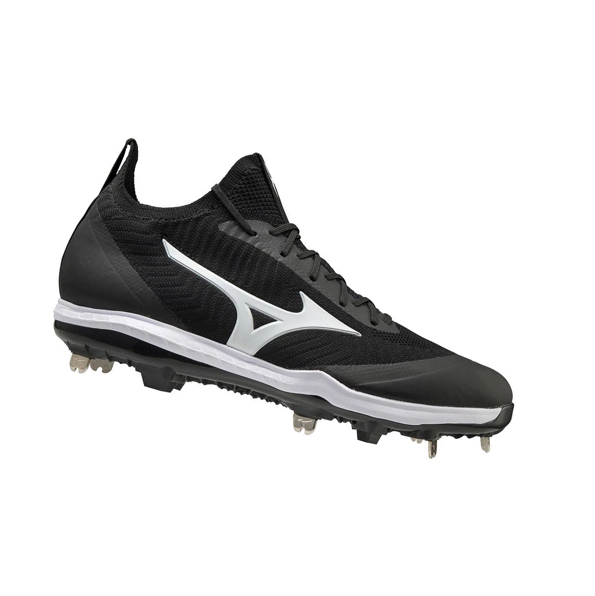 Black/White Mizuno Dominant Knit Metal Men's Baseball Cleats | 931-AOVGLW