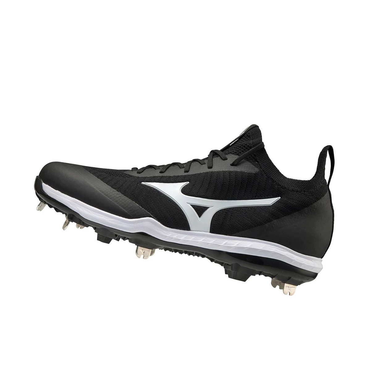 Black/White Mizuno Dominant Knit Metal Men\'s Baseball Cleats | 931-AOVGLW