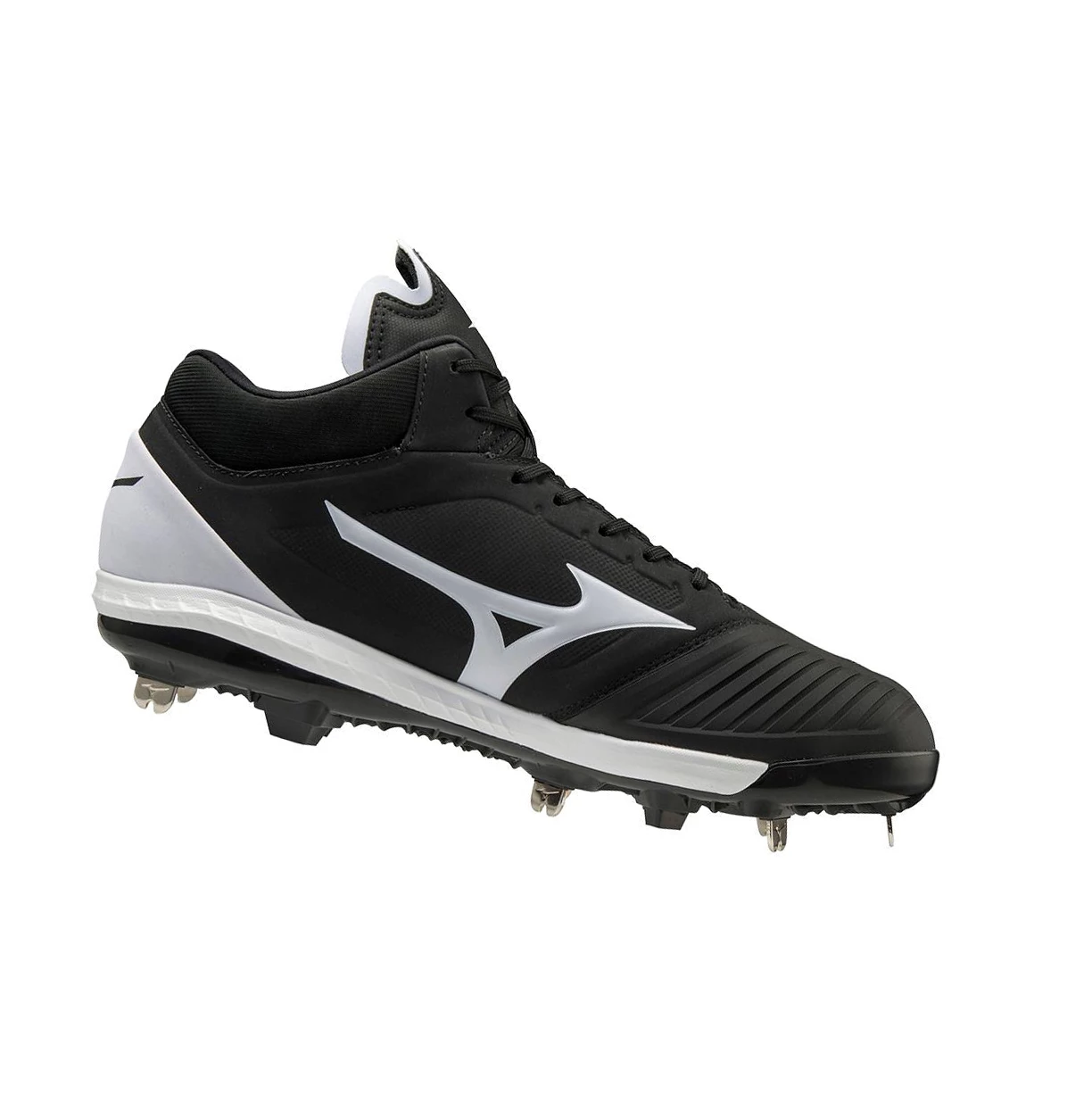 Black/White Mizuno Sweep 5 Mid Metal Women's Softball Cleats | 594-LOEARN