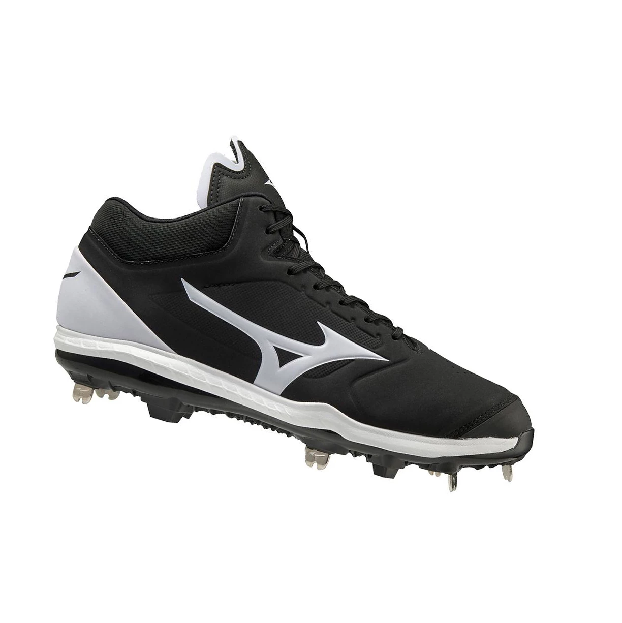 Black/White Mizuno Sweep 5 Mid Metal Women's Softball Cleats | 594-LOEARN