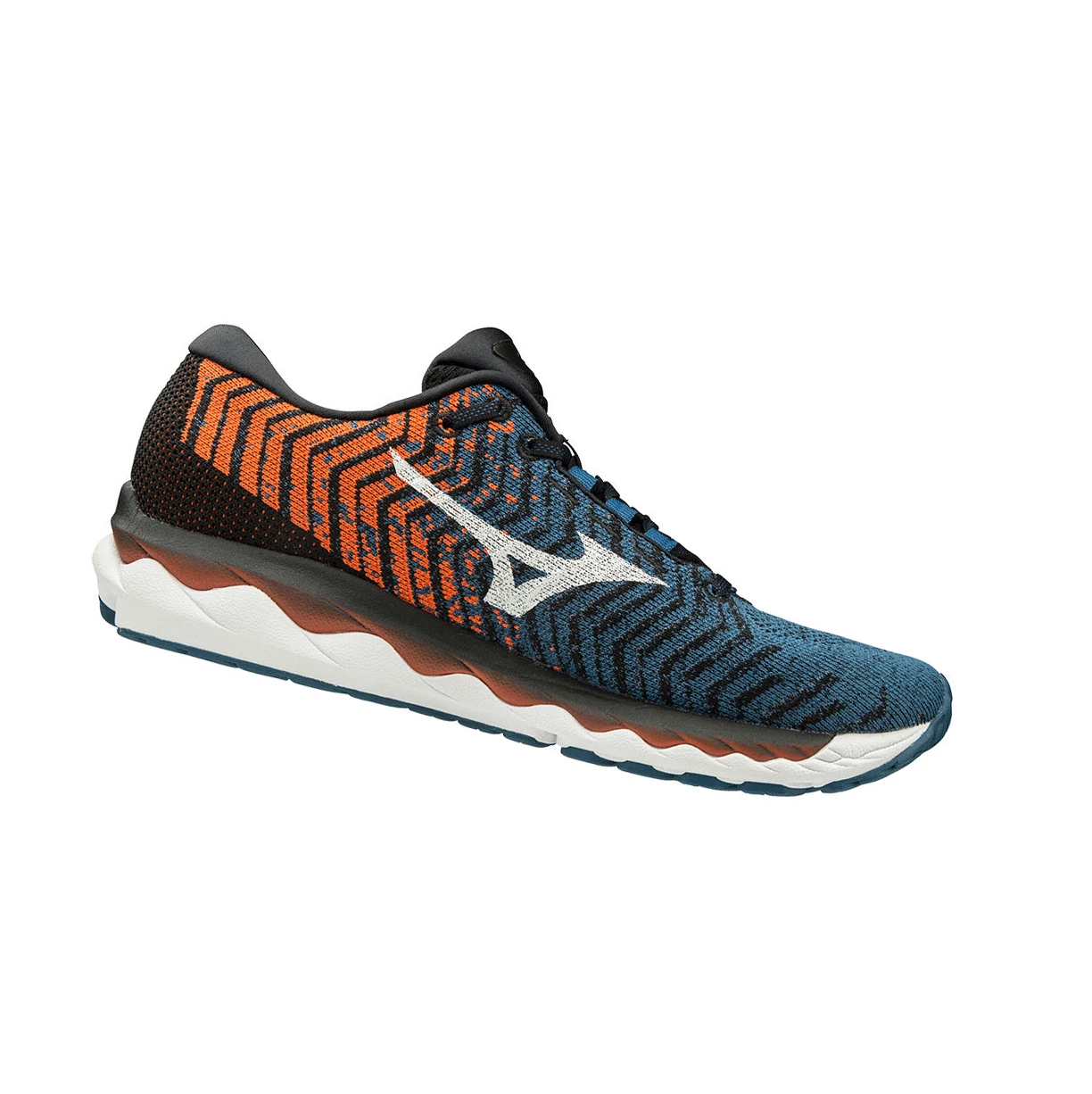 Blue/White/Brown Mizuno Wave Sky Waveknit 3 Men's Running Shoes | 475-YGECOK