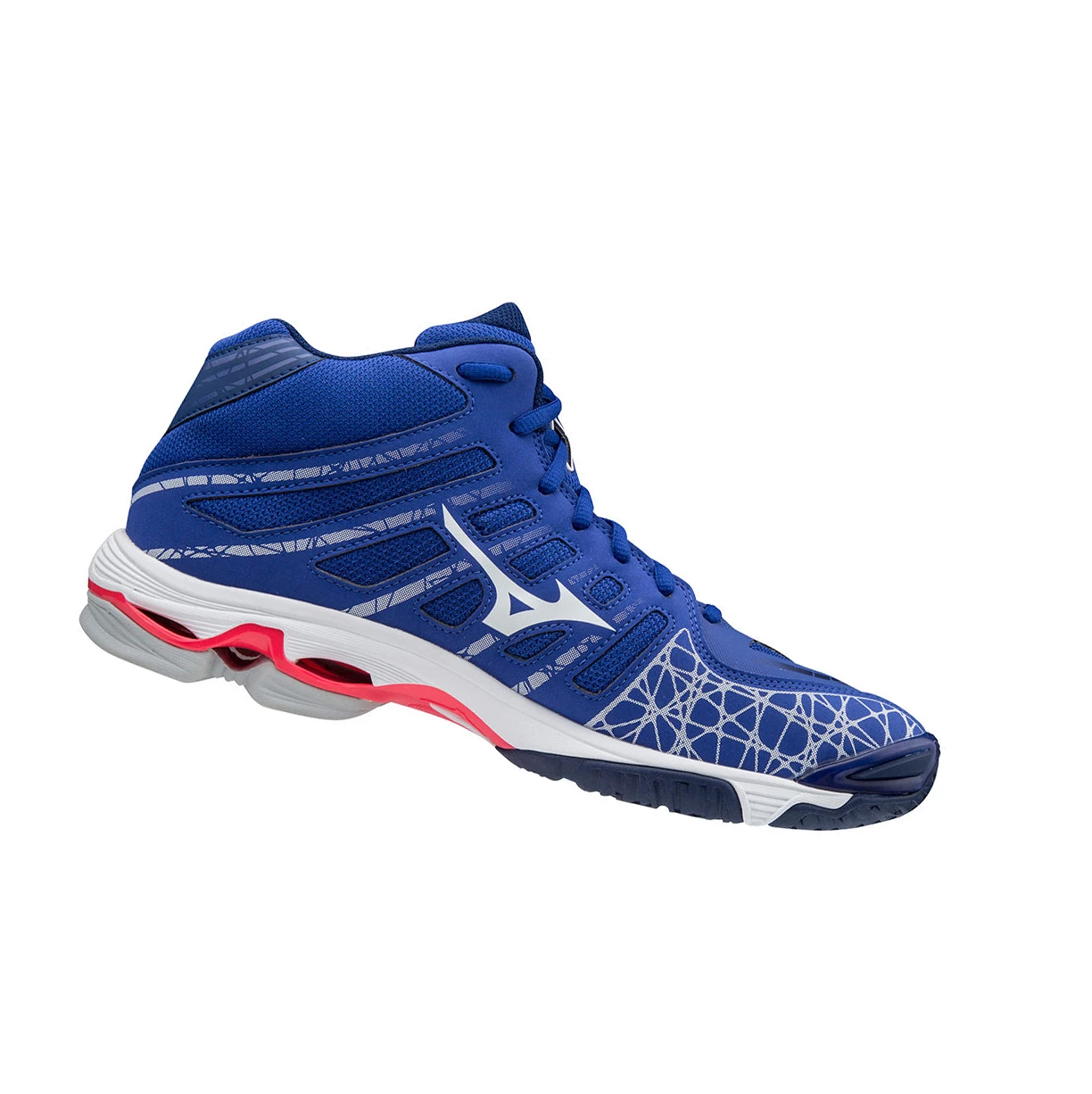 Blue/White/Pink Mizuno Wave Voltage Mid Men's Volleyball Shoes | 862-CTFZSY