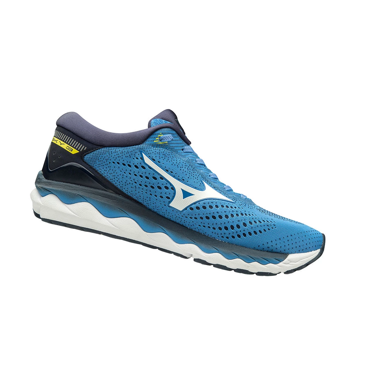 Blue/White/Yellow Mizuno Wave Sky 3 Men's Running Shoes | 091-WETQKB