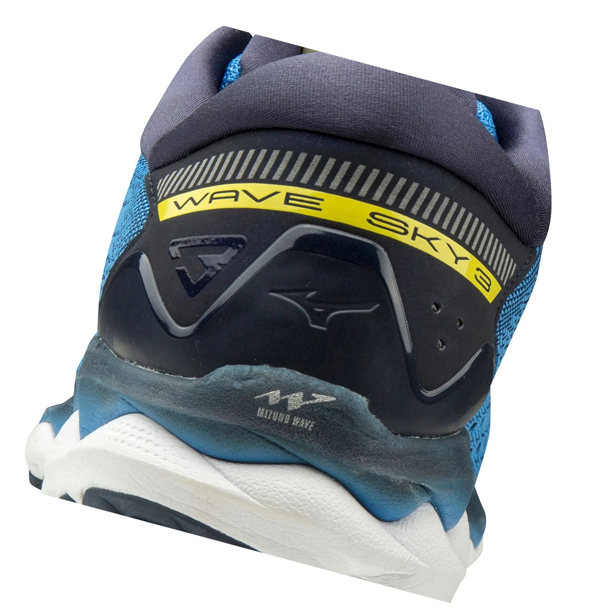 Blue/White/Yellow Mizuno Wave Sky 3 Men's Running Shoes | 091-WETQKB