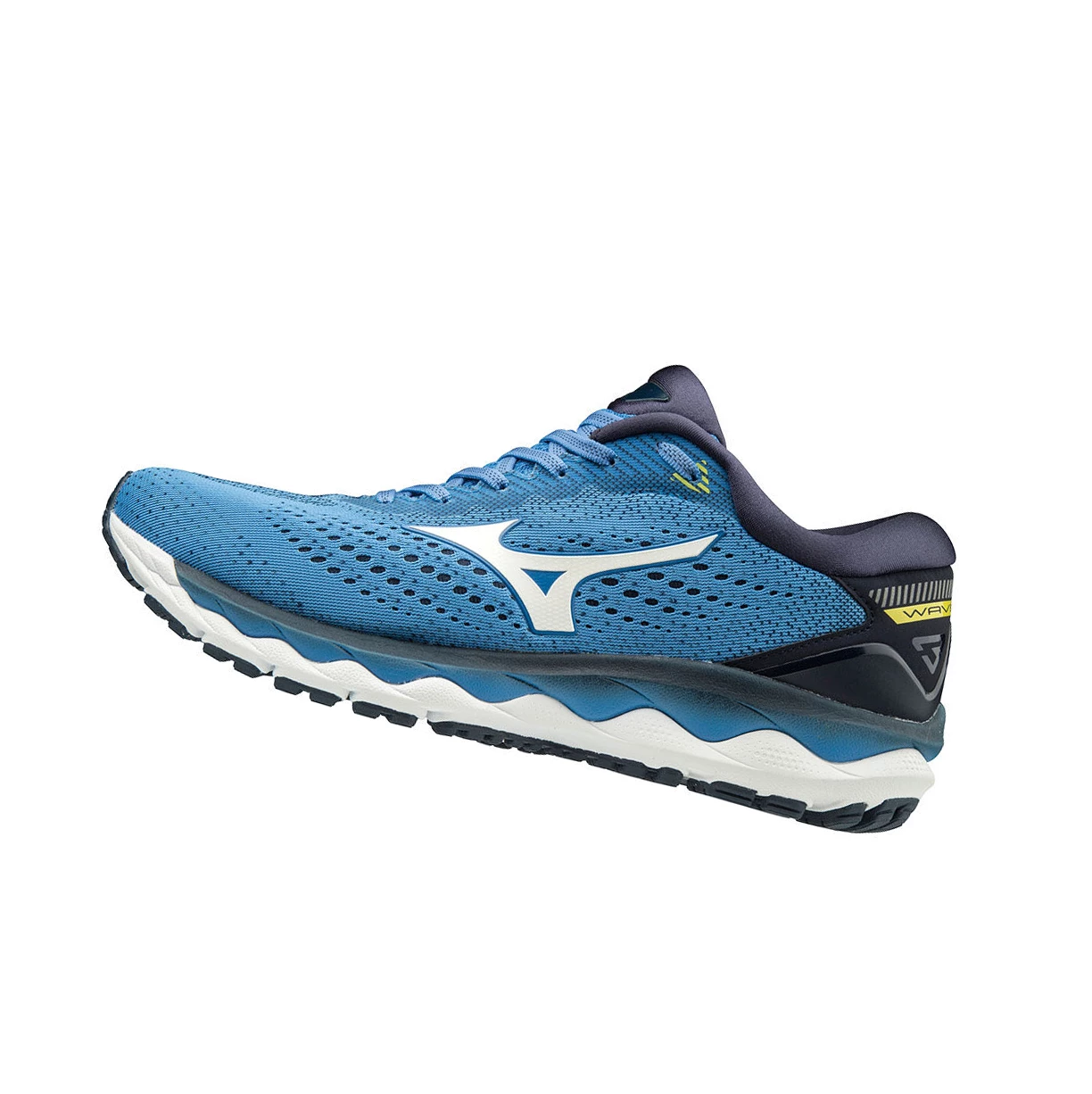 Blue/White/Yellow Mizuno Wave Sky 3 Men\'s Running Shoes | 091-WETQKB