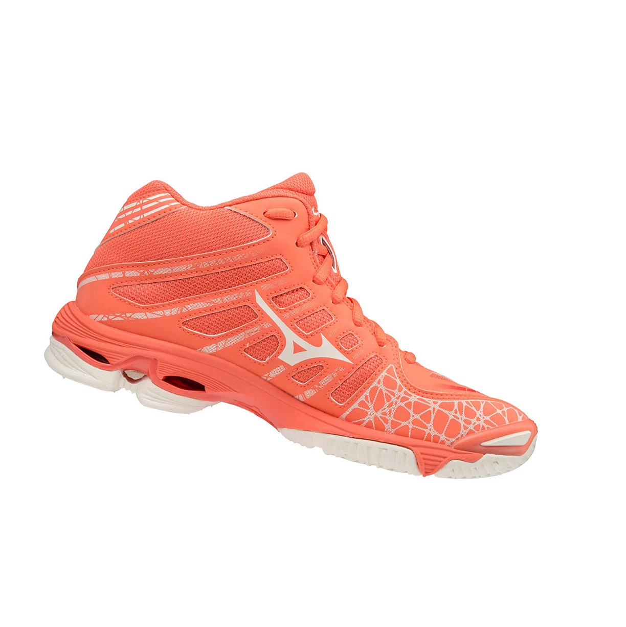 Coral/white Mizuno Wave Voltage Mid Women's Volleyball Shoes | 084-KIVDJA