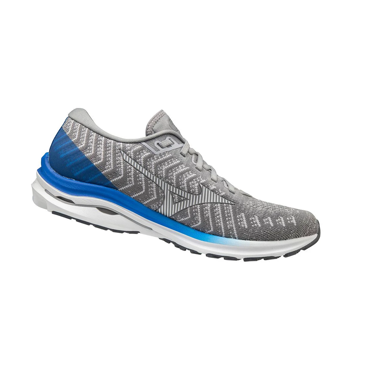 Grey/White Mizuno Wave Rider 24 Waveknitﾙ Men's Running Shoes | 649-TBLUZY