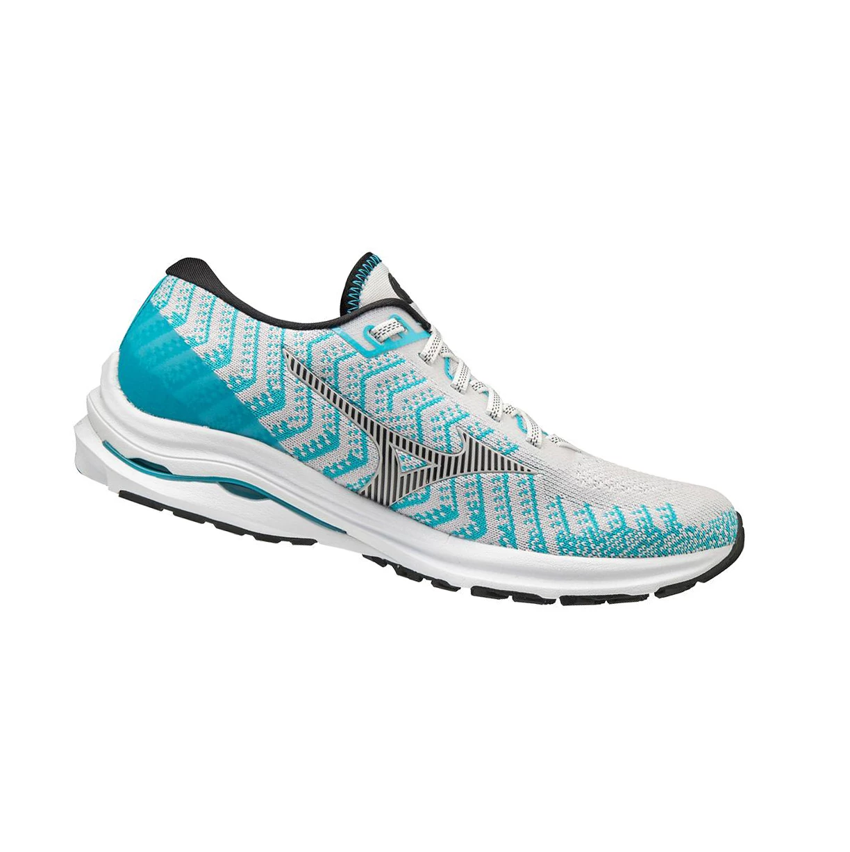 White/Blue Mizuno Wave Rider 24 Waveknitﾙ Women's Running Shoes | 387-UQKTZD