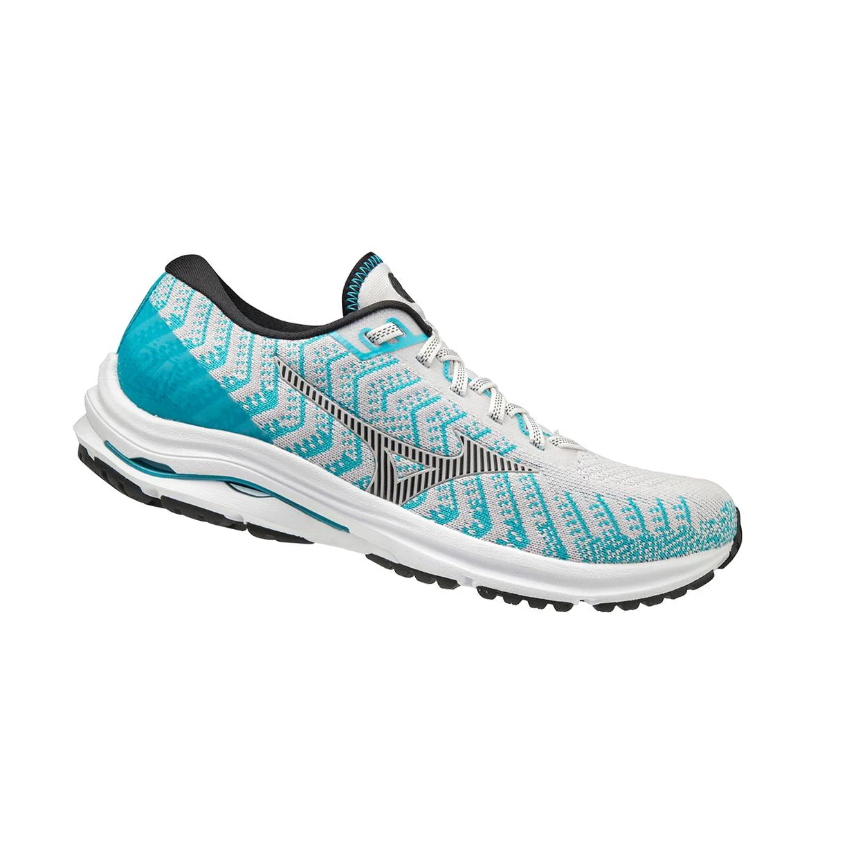 White/Blue Mizuno Wave Rider 24 Waveknitﾙ Women's Running Shoes | 387-UQKTZD