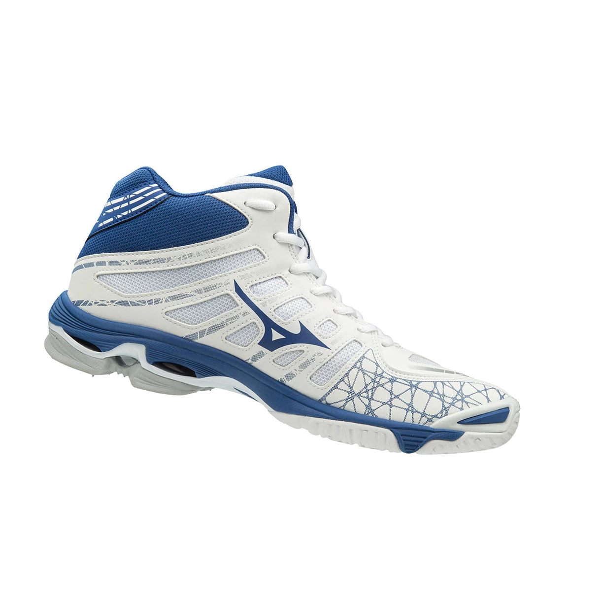 White/Blue Mizuno Wave Voltage Mid Men's Volleyball Shoes | 689-VOPFLU