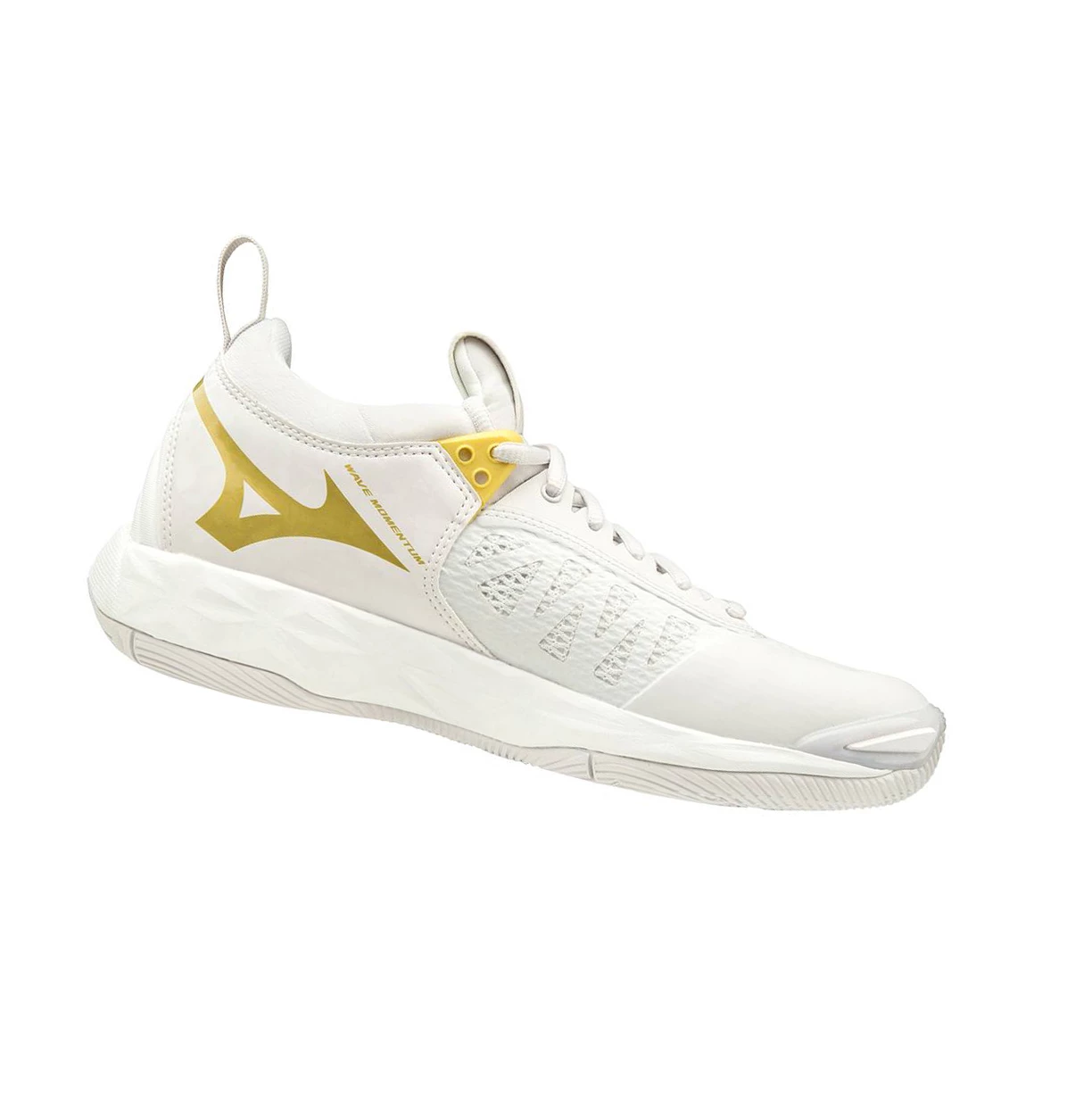 White/Gold Mizuno Wave Momentum Women's Volleyball Shoes | 923-TLKFEU