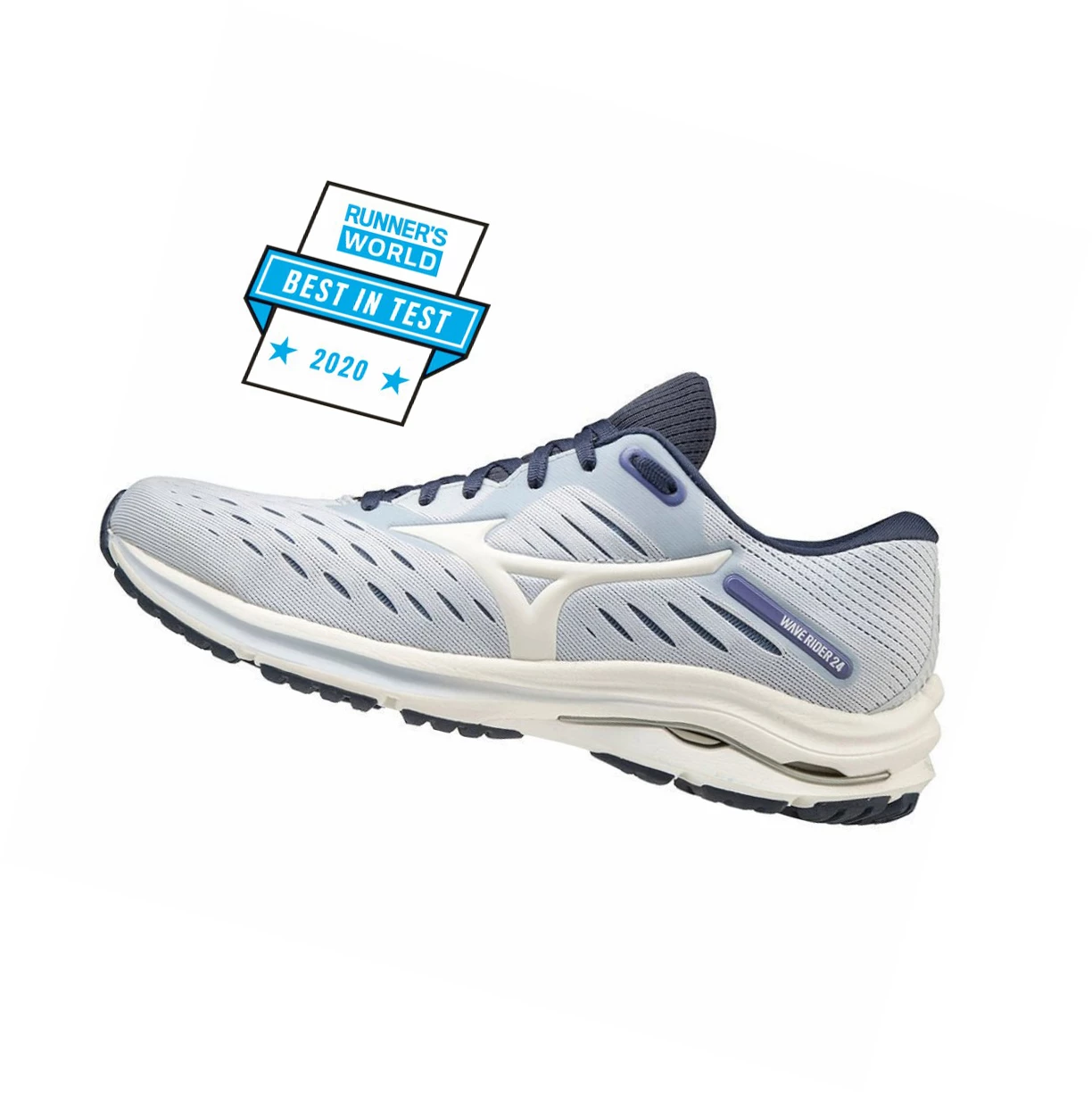 White/Indigo Mizuno Wave Rider 24 Women\'s Running Shoes | 542-GPIAFR