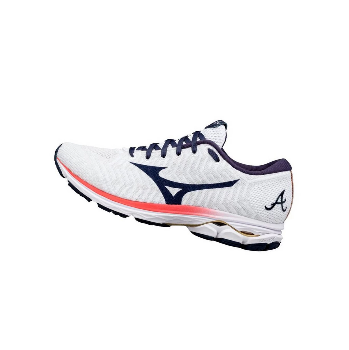 White/Navy Mizuno Chop On Waveknitﾙ R2 Men\'s Running Shoes | 530-VMJCWS