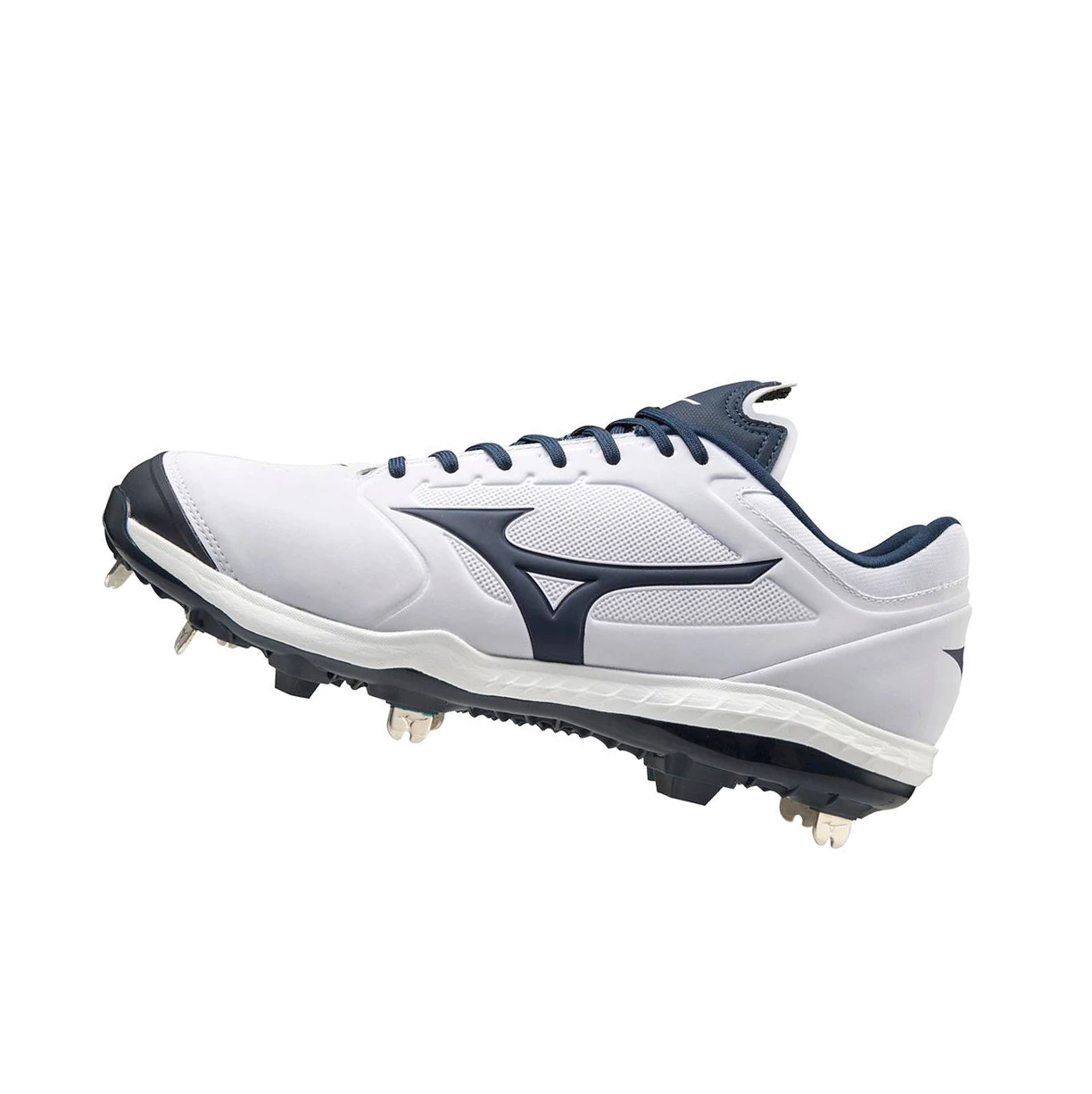 White/Navy Mizuno Sweep 5 Low Metal Women\'s Softball Cleats | 975-PRGUSY