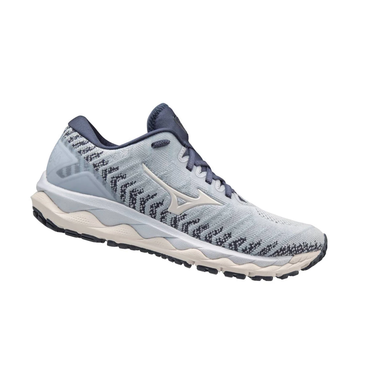 White/Navy Mizuno Wave Sky 4 Waveknitﾙ D (Wide) Women's Running Shoes | 153-AXVBSQ