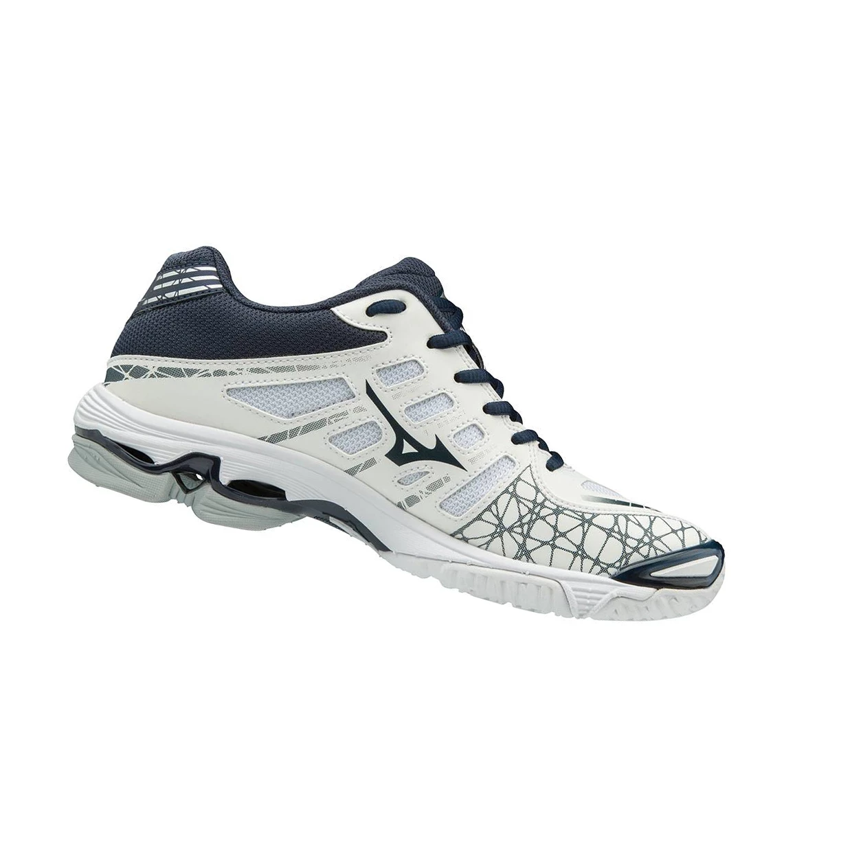 White/Navy Mizuno Wave Voltage Women's Volleyball Shoes | 945-VDAUTF