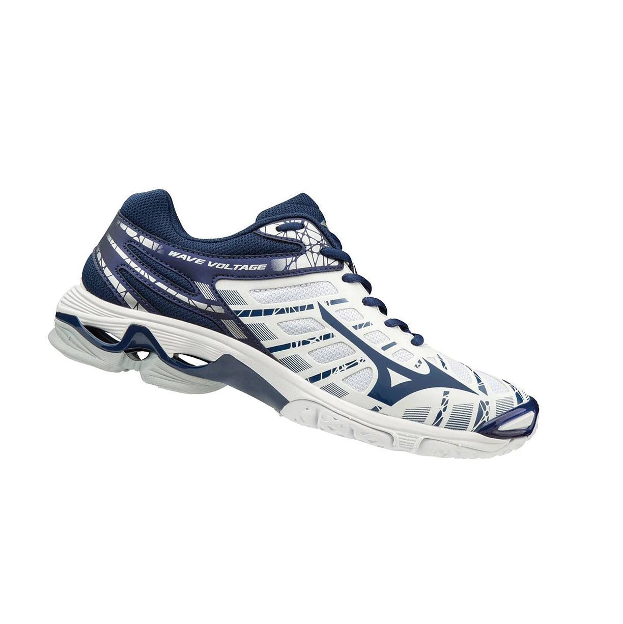 White/Navy Mizuno Wave Voltage Women's Volleyball Shoes | 945-VDAUTF