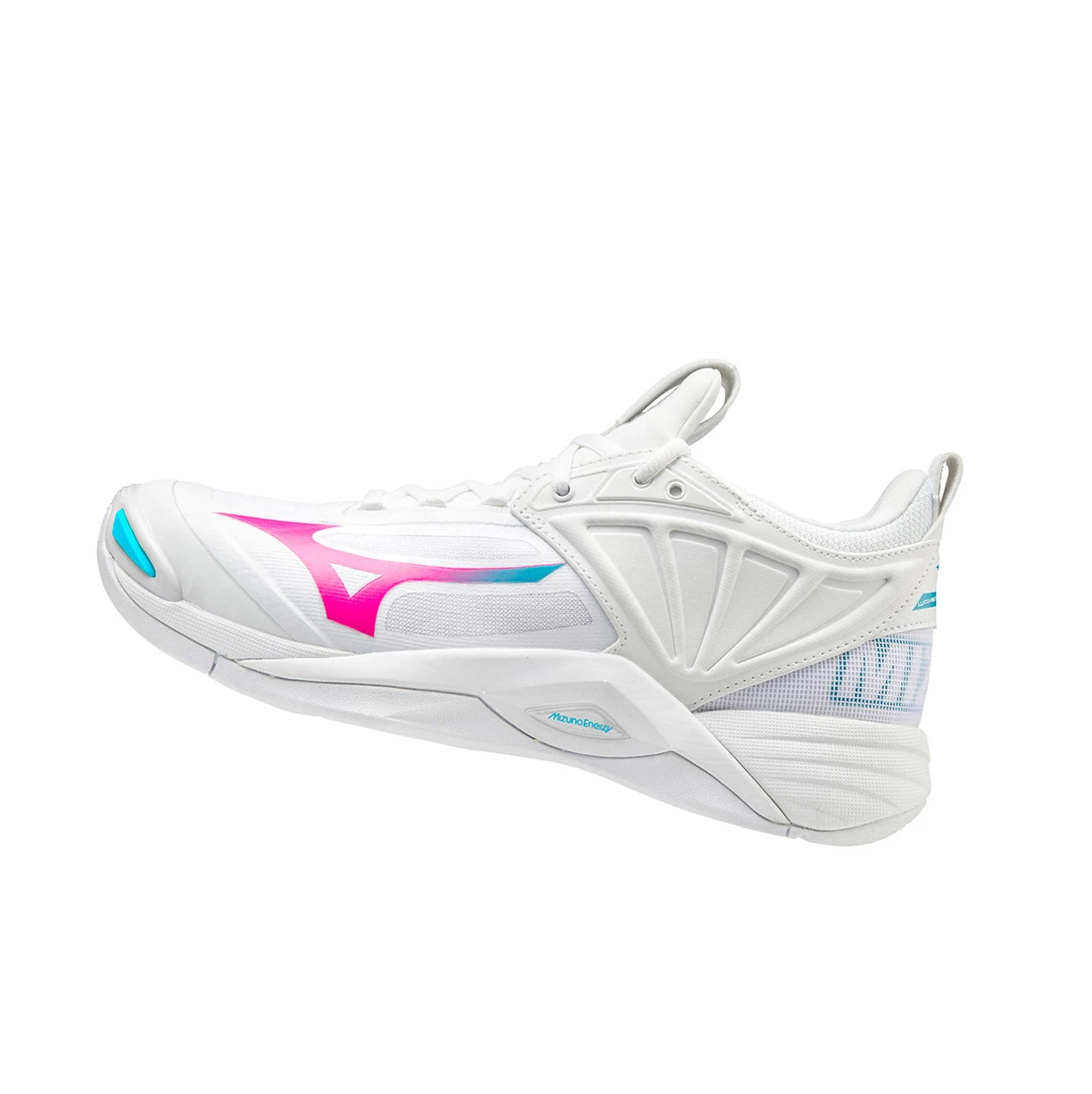 White/Pink/Blue Turquoise Mizuno Wave Momentum 2 Women\'s Volleyball Shoes | 295-JXZVNW