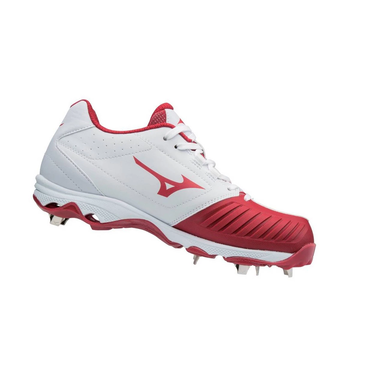 White/Red Mizuno 9-spike Advanced Sweep 4 Low Metal Women's Softball Cleats | 780-SVULMY