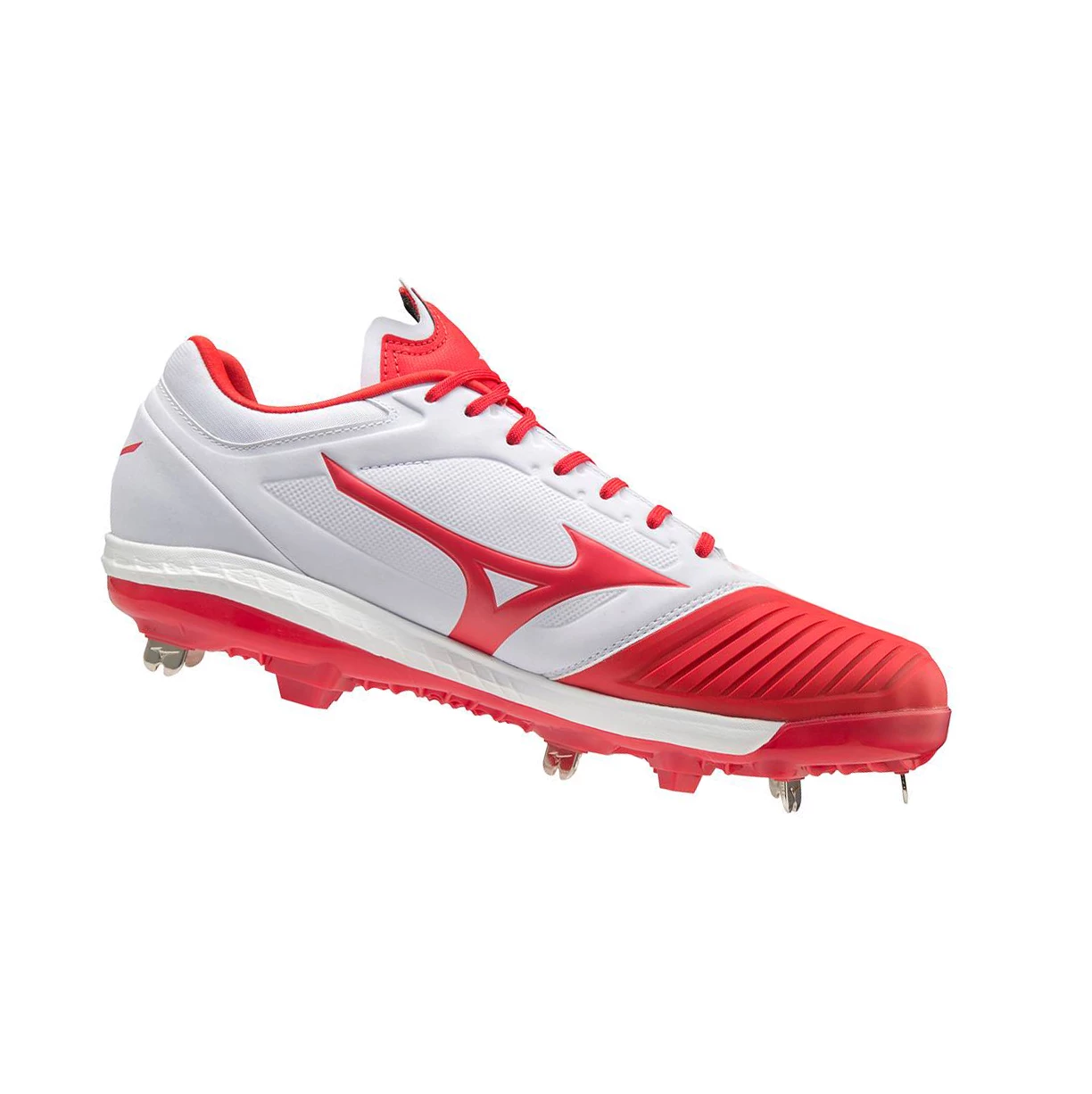 White/Red Mizuno Sweep 5 Low Metal Women's Softball Cleats | 061-KENOPB