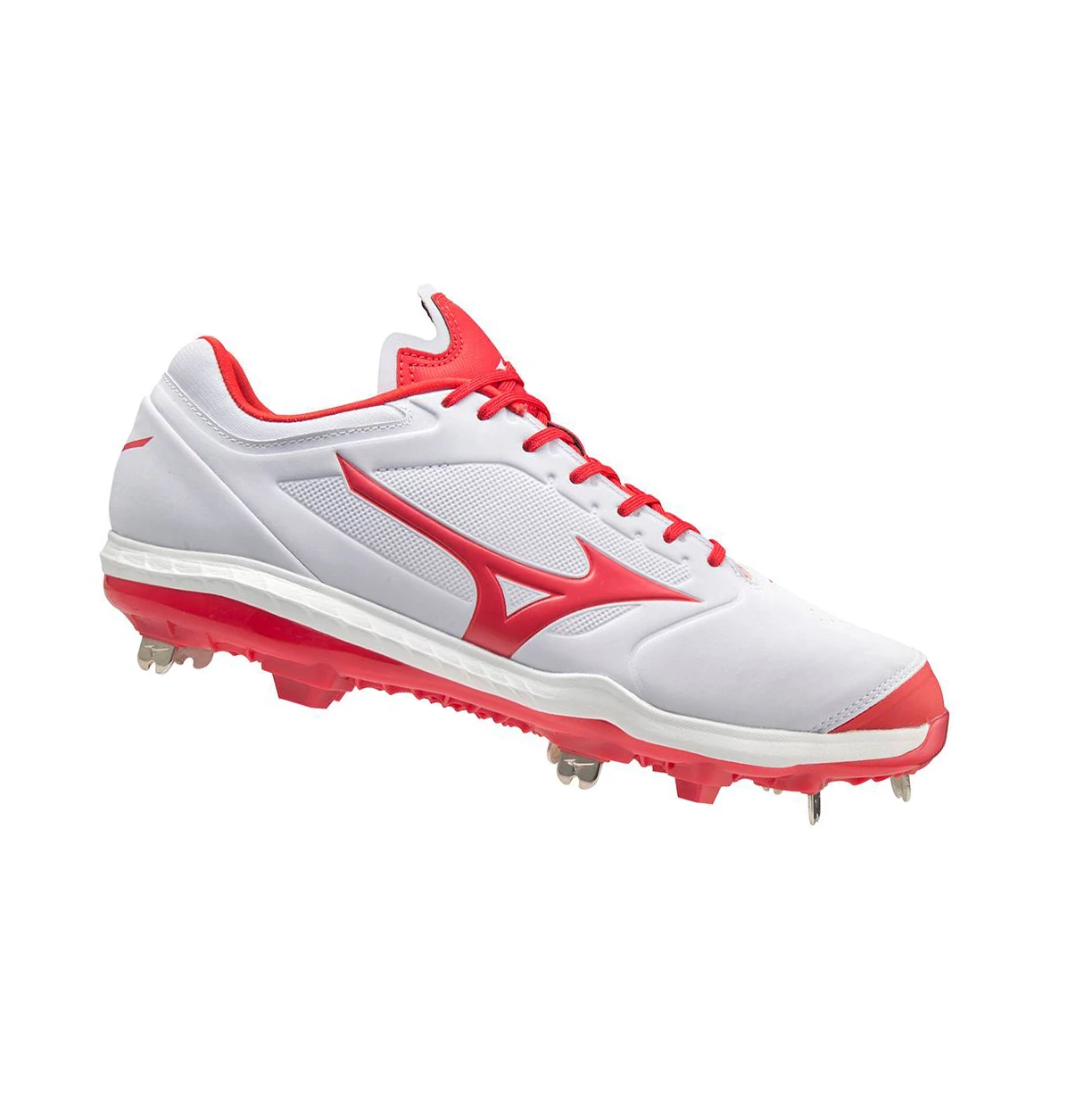 White/Red Mizuno Sweep 5 Low Metal Women's Softball Cleats | 061-KENOPB