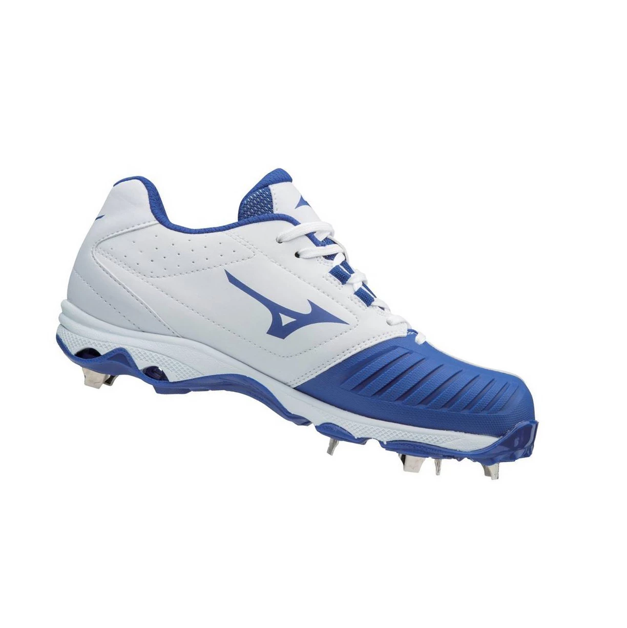 White/Royal Mizuno 9-spike Advanced Sweep 4 Low Metal Women's Softball Cleats | 791-OMFZQI