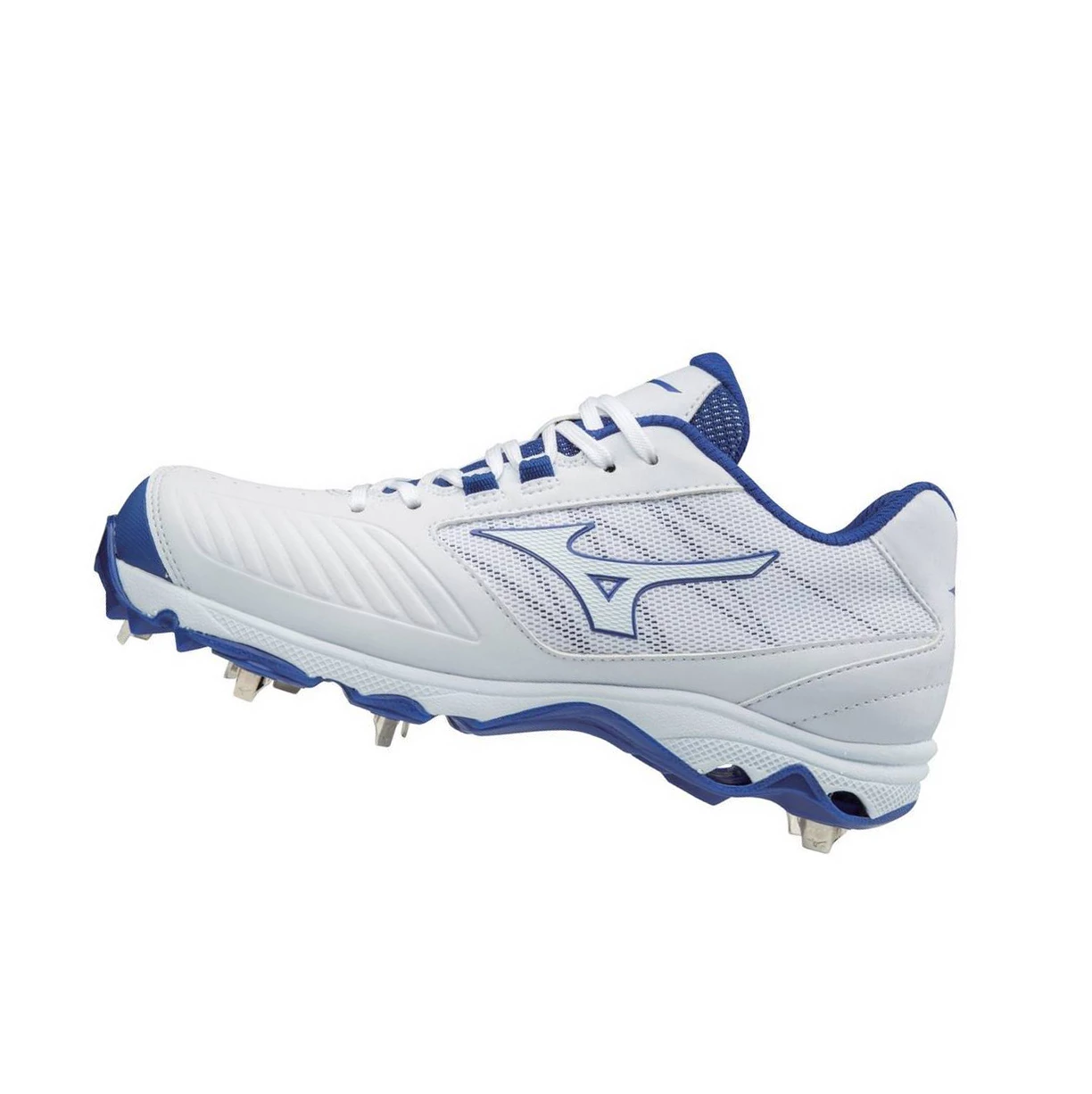 White/Royal Mizuno 9-spike Advanced Sweep 4 Low Metal Women\'s Softball Cleats | 791-OMFZQI