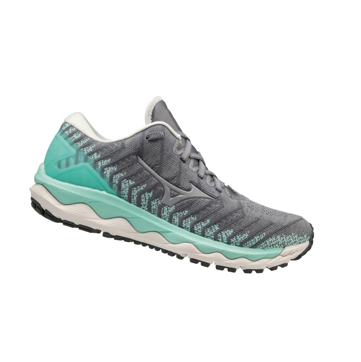 grey/Turquoise Mizuno Wave Sky 4 Waveknitﾙ Women's Running Shoes | 701-VAFJWX