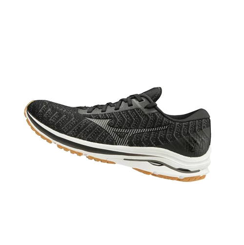 Black/Dark Grey Mizuno Wave Rider 24 Waveknitﾙ Men's Running Shoes | 068-FOWYSU