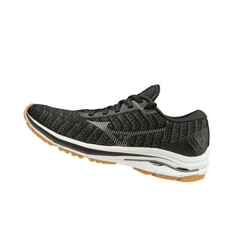 Black/Dark Grey Mizuno Wave Rider 24 Waveknitﾙ D (Wide) Women's Running Shoes | 102-EPCUJO