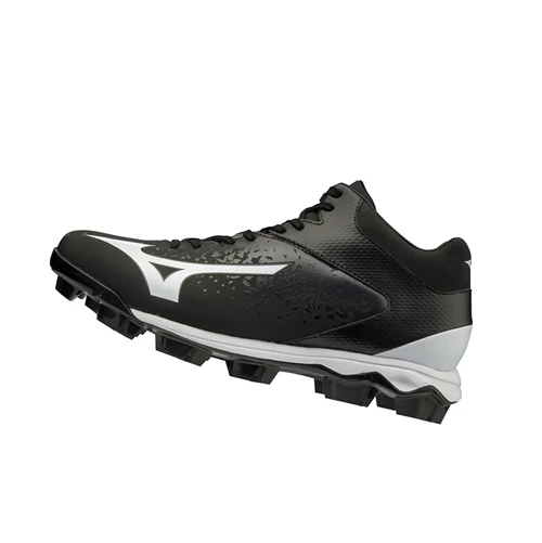 Black/White Mizuno Select Nine Tpu Mid Molded Men's Baseball Cleats | 065-LSYZEO