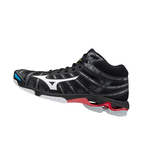 Black/White Mizuno Wave Voltage Mid Men's Volleyball Shoes | 038-XCEJYK