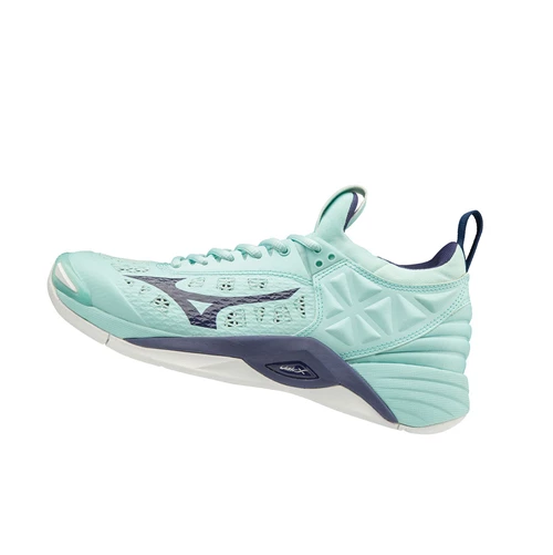 Blue White Mizuno Wave Momentum Women's Volleyball Shoes | 935-RQDPMT