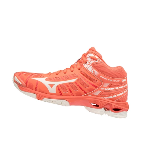 Coral/white Mizuno Wave Voltage Mid Women's Volleyball Shoes | 084-KIVDJA