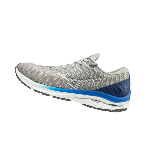 Grey/White Mizuno Wave Rider 24 Waveknitﾙ Men's Running Shoes | 649-TBLUZY