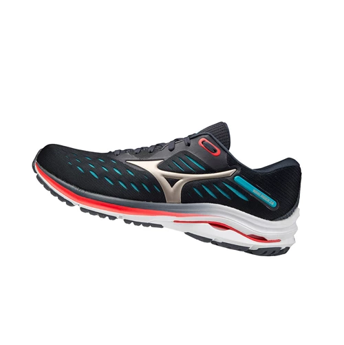 Navy/Platinum/Blue Mizuno Wave Rider 24 Men's Running Shoes | 257-YKCVBE