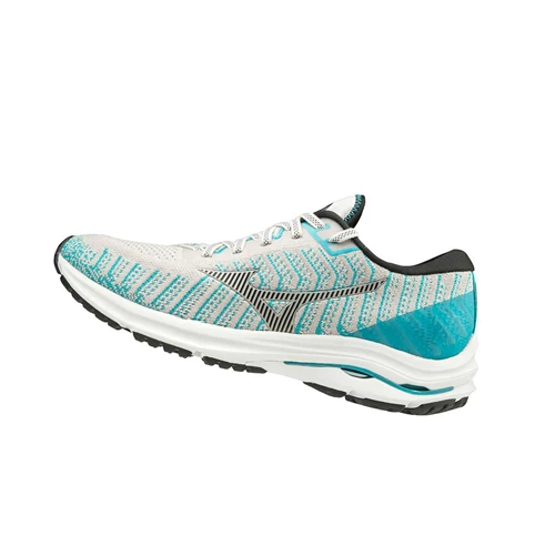 White/Blue Mizuno Wave Rider 24 Waveknitﾙ Women's Running Shoes | 387-UQKTZD